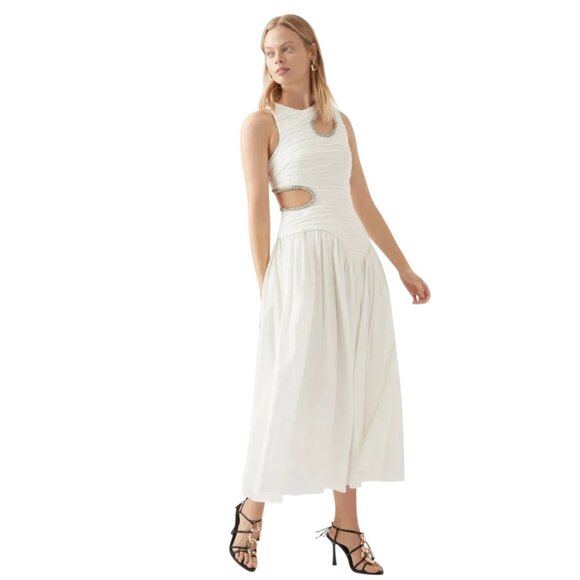 Aje Jolie Asymmetric Cutout Linen-blend Dress Size S/XS NEW - Picture 7 of 13